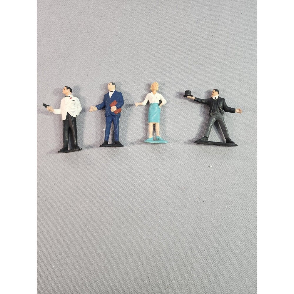 Vintage Miniature Plastic People Figurines Lot of 4 Men Woman Diorama Train...